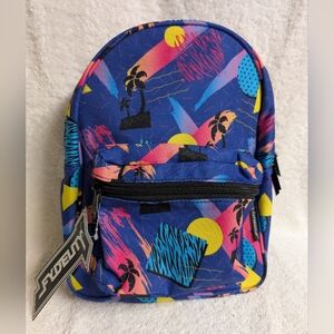 High Fydelity Navy Sunset & Palm Trees Canvas Mini Backpack NEW WITH TAGS